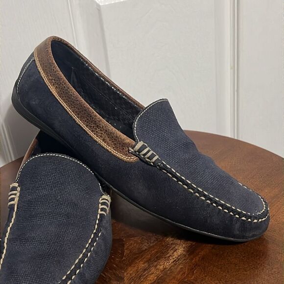 🔥🔥 MARTIN DINGMAN Royal Venetian Driving Loafer Men Size 9.5M Navy Blue Canvas - Picture 2 of 14